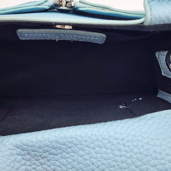 Brandon Blackwood Kuei Mini Zip Leather Tote Crossbody Bag Powder Blue - Picture 8 of 12